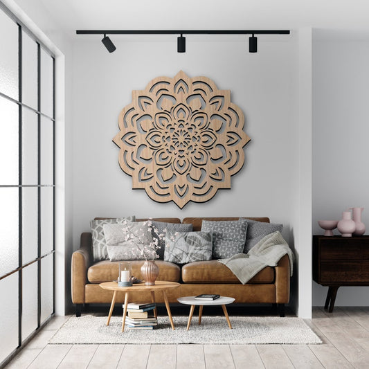 Lotus Flower Mandala Wood Wall Art