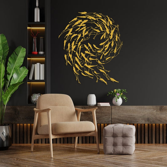Golden Fish Metal Wall Art