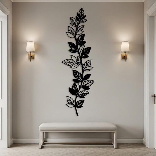 Vertical Leaf Metal Wall Art